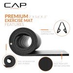 CAP Barbell High Density Exercise Mat with strap, 68"x24" 12mm (Black)