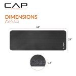 CAP Barbell High Density Exercise Mat with strap, 68"x24" 12mm (Black)