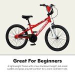 Schwinn Koen & Elm BMX Style Kids Bike in 20-Inch Wheels, With Number Plate, Chain Guard & Kickstand, For Boys & Girls Age 7-13 Year Old, No Training Wheels, Red