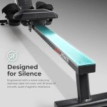 Sunny Health & Fitness Smart Compact Magnetic Rowing Machine with Stainless Steel Slide Rail – Magnetic Resistance Rower for Low-Impact Full-Body Workouts and Users up to 300 LB - SF-RW523043