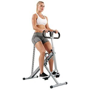 Sunny Health & Fitness Smart Upright Row-N-Ride Exerciser, Squat Assist Trainer for Glutes Workout with Adjustable Resistance, Easy Setup & Foldable, Glute & Leg Exercise Machine- NO. 077S