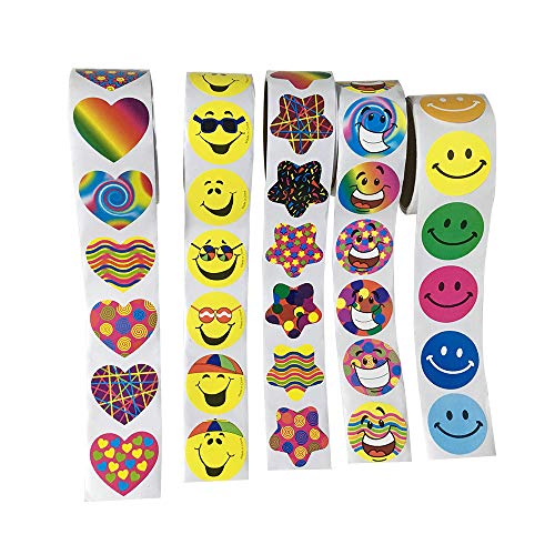 500 Kids Party Supplies Stickers in 5 Rolls