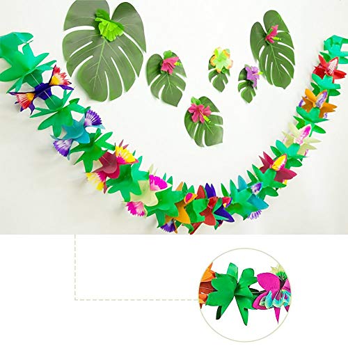 Tropical Garland Party Decorations, Hibiscus Flower Summer Banner