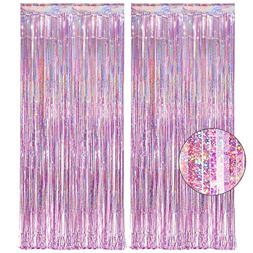 Pink Tinsel Curtain Party Backdrop - Foil Fringe