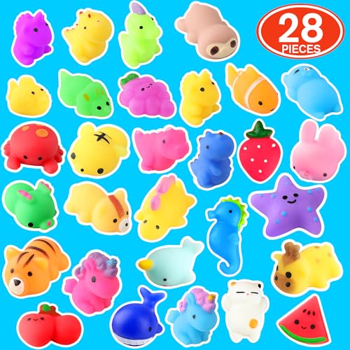 28 Pack Mochi Squishy Cat Toys - Fun Party Favors