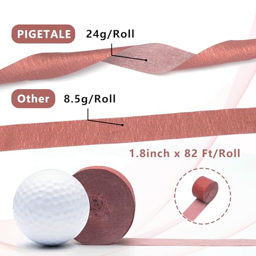 4 Rolls Rose Gold/Pink/Dusty Pink Crepe Paper Streamers