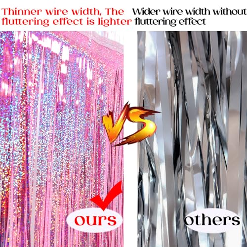 Pink Glitter Fringe Garland for Party Decorations, 2 Pack