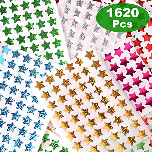Holographic Small Star Stickers in 6 Colors, Pack of 1620