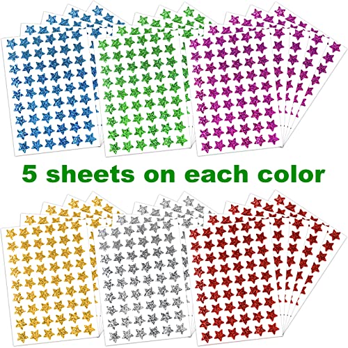 Holographic Small Star Stickers in 6 Colors, Pack of 1620