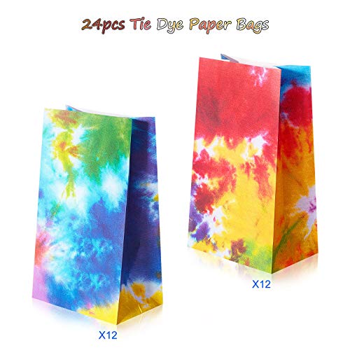 24 Tie Dye Paper Bags for Colorful Parties
