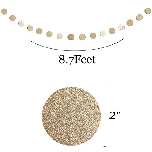 Glitter Champagne Gold Circle Dots Garland Party Decorations