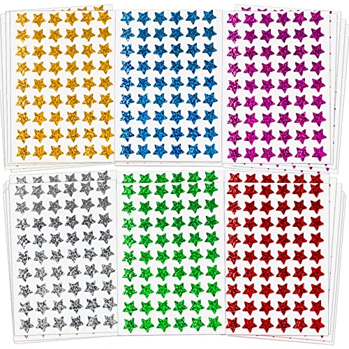 Holographic Small Star Stickers in 6 Colors, Pack of 1620