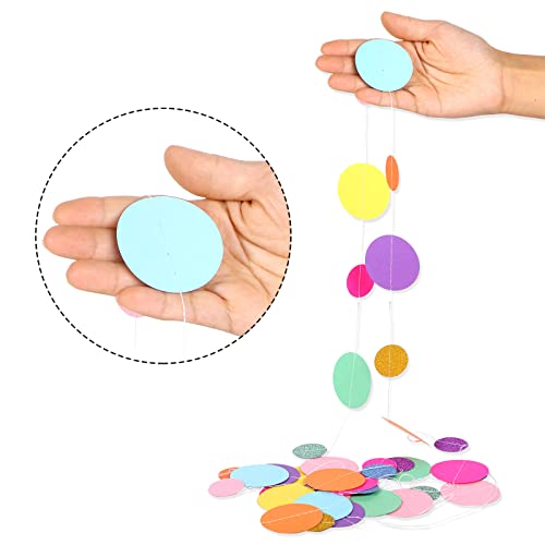 Rainbow Dots Confetti Garland Circle Streamers Party Backdrop