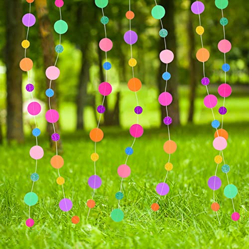Rainbow Dots Confetti Garland Circle Streamers Party Backdrop