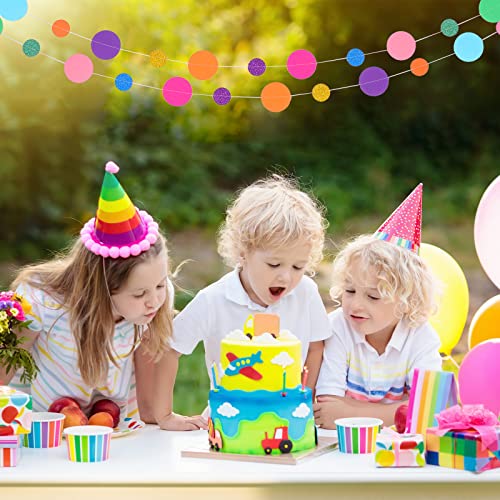 Rainbow Dots Confetti Garland Circle Streamers Party Backdrop