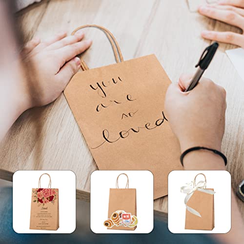 Brown Kraft Gift Bags Handles 5.25x3.75x8" 50Pcs
