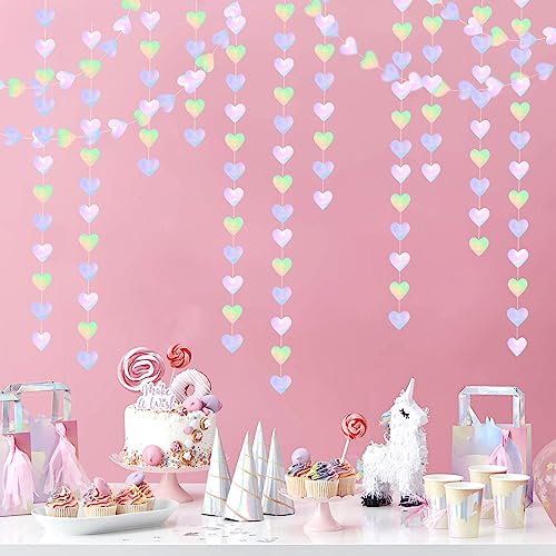 52ft Iridescent Disco Heart Garland, Party Decorations Set