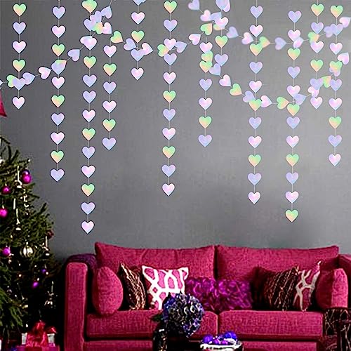 52ft Iridescent Disco Heart Garland, Party Decorations Set