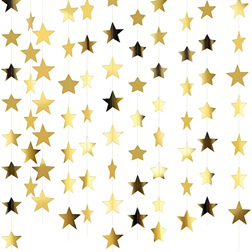 Gold Glitter Star Garland Banner, 130 feet, Party Decor