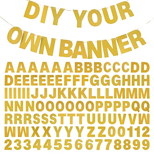 Gold Glitter DIY Banner Kit - Customizable Party Decor