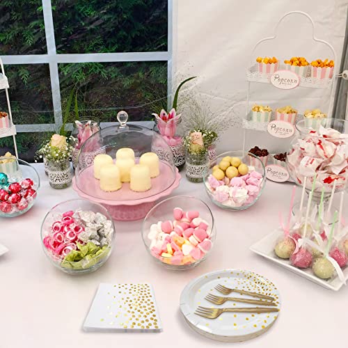 White & Gold Dessert Plates & Napkins Set,105 PCS