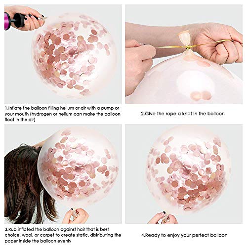 60 Pack Rose Gold Confetti Latex Balloons