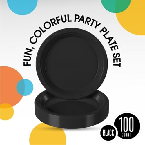 100 Count Black Disposable 9 Inch Dinner Plates