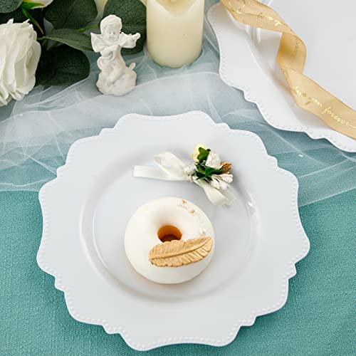60pcs White Disposable Plastic Plates for Party/Wedding