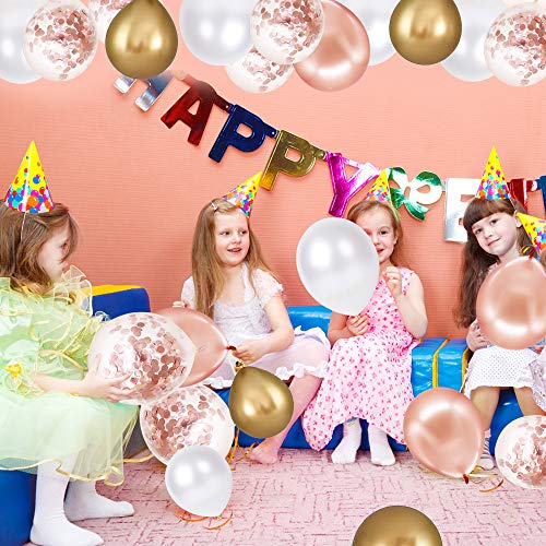 60 Pack Rose Gold Confetti Latex Balloons