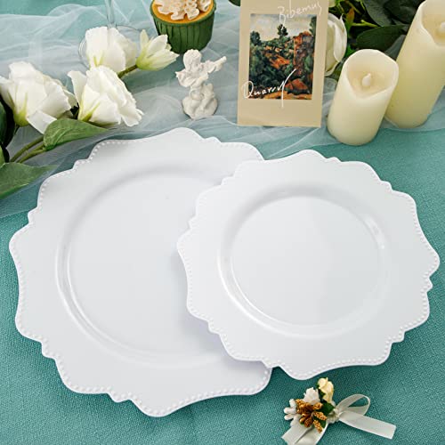 60pcs White Disposable Plastic Plates for Party/Wedding