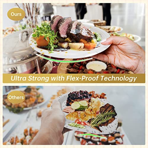 White & Gold Dessert Plates & Napkins Set,105 PCS