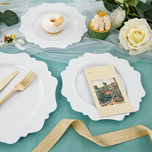 60pcs White Disposable Plastic Plates for Party/Wedding