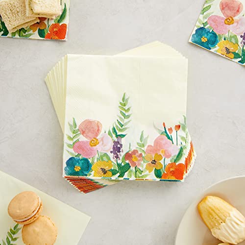 Vintage Floral Paper Napkins for Garden Parties - 100 Pack