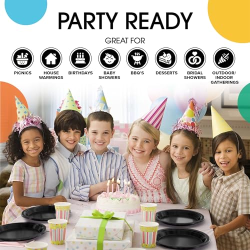 100 Count Black Disposable 9 Inch Dinner Plates