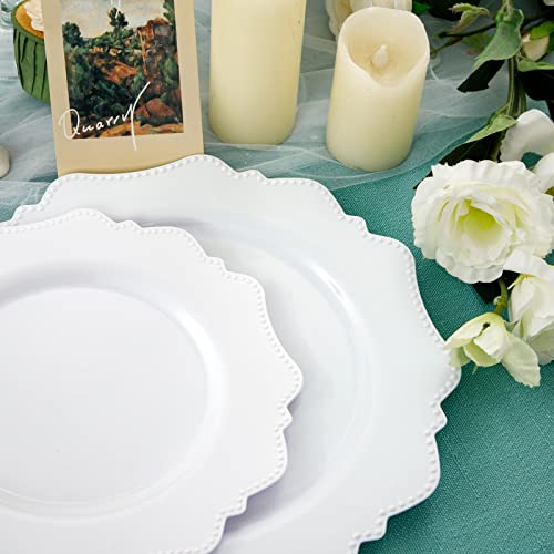 60pcs White Disposable Plastic Plates for Party/Wedding