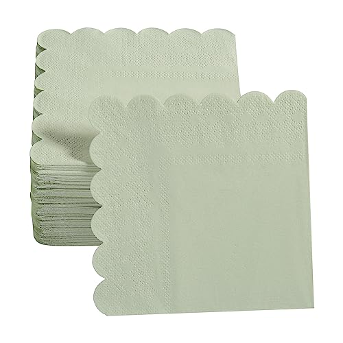 Sage Green Cocktail Napkins 100 Pack for Parties