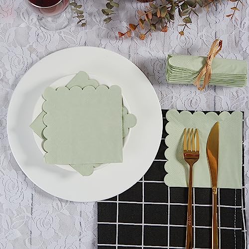 Sage Green Cocktail Napkins 100 Pack for Parties