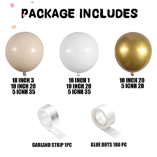 White Gold Balloons Garland Arch Kit, 156PCS Boho Party