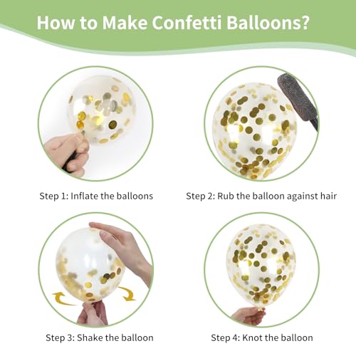 65Pcs Sage Green Gold Confetti Balloons Kit for Parties