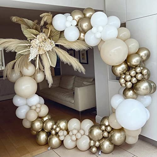 White Gold Balloons Garland Arch Kit, 156PCS Boho Party