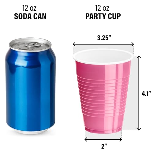 Light Pink Plastic Cups, 12 oz, Reusable (40)