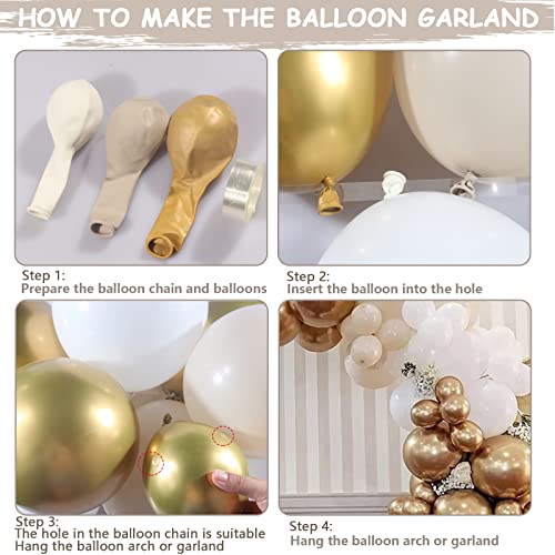 White Gold Balloons Garland Arch Kit, 156PCS Boho Party