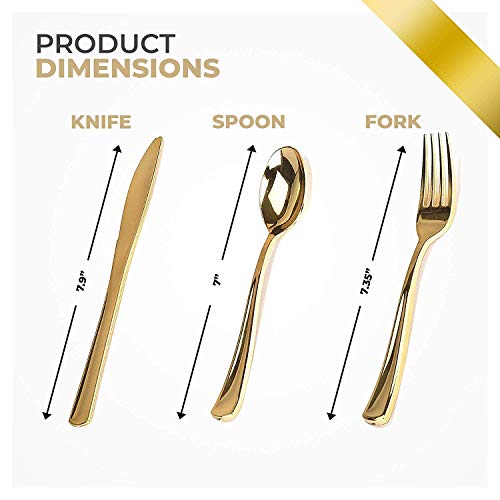 Gold Plastic Silverware Set - 160 Disposable Utensils