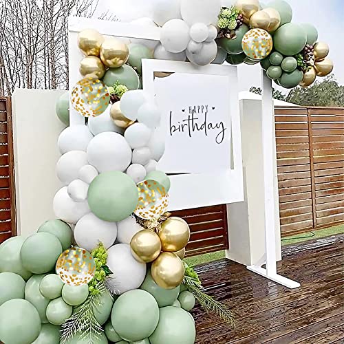 65Pcs Sage Green Gold Confetti Balloons Kit for Parties