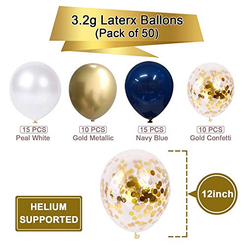 50 Navy Blue and Gold Party Balloons Set