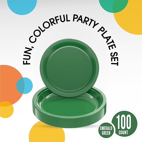 Green Plastic Party Plates Combo 100-Pack
