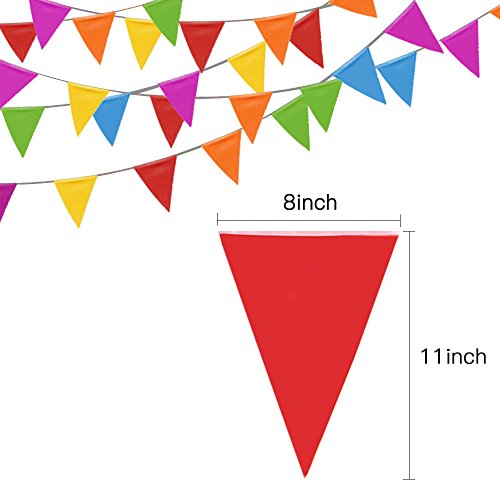 100ft Multicolor Pennant Banner Flags - Perfect Party Decor