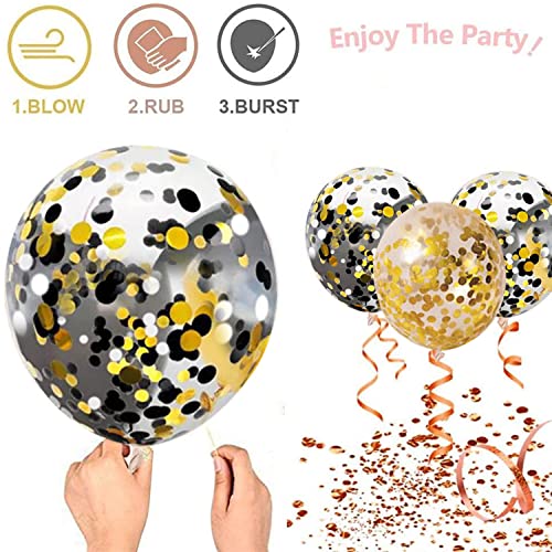 Black Gold Confetti Balloons 50 pack for Party Decor