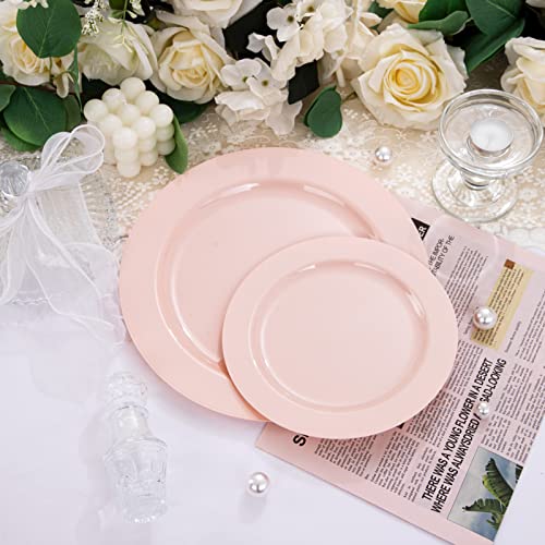 60PCS Pink Flowercat Plastic Plates for Party/Wedding/Mother's Day