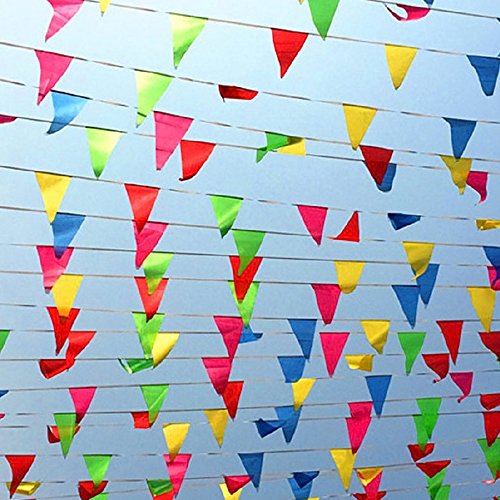 100ft Multicolor Pennant Banner Flags - Perfect Party Decor